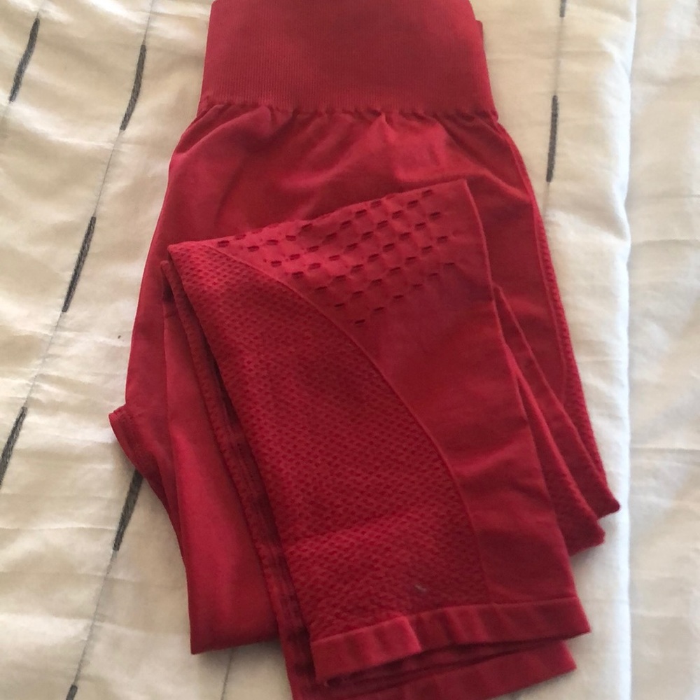 Bright red leggings